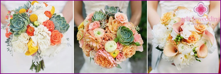 The combination of different shades in a wedding bouquet