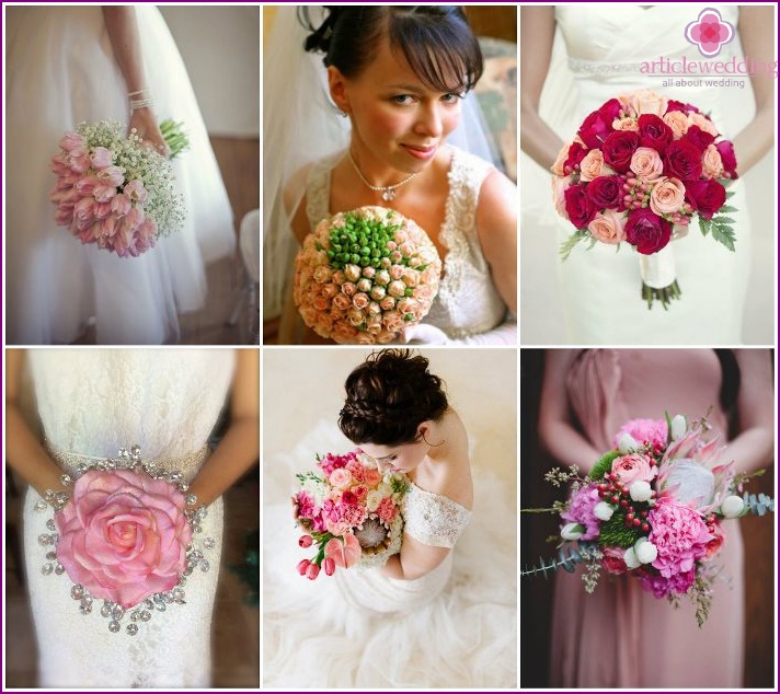 Bouquet da sposa in tonalità rosa
