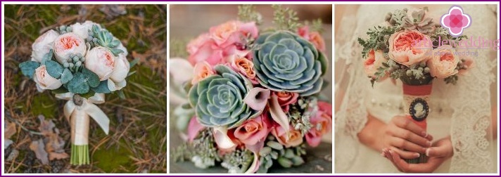 Succulents and roses for the bride and groom