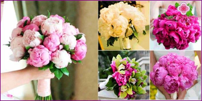 Bright wedding bouquet: peonies