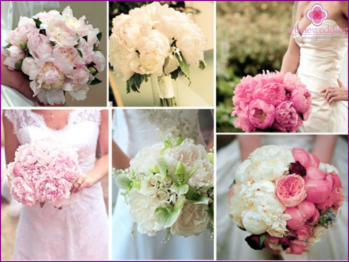 Delicate wedding bouquets: peonies