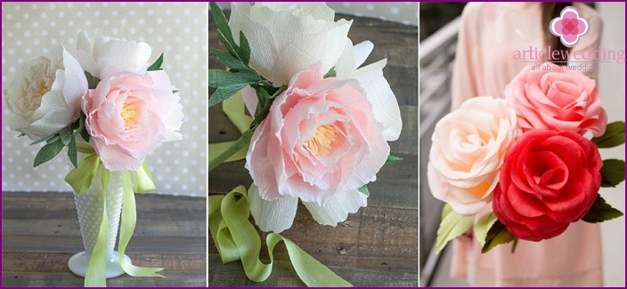 Bridal bouquet made of paper flowers