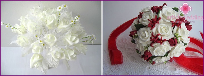 Fiori artificiali in un bouquet da sposa