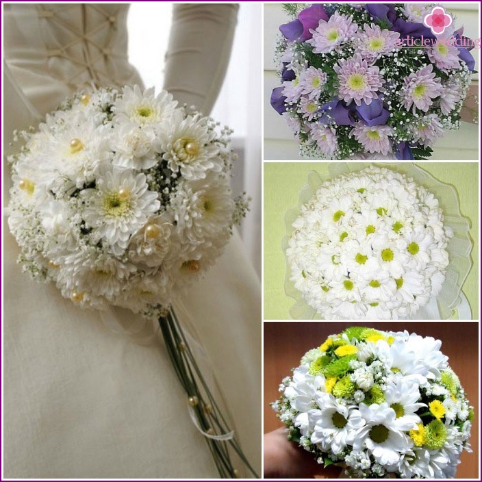 Wedding bouquet ensemble: chrysanthemums