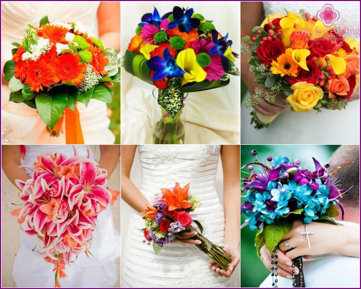Forms of bouquets for the bride