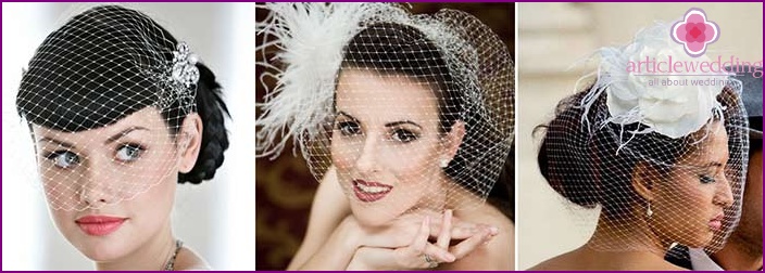 French mesh on the bride’s head