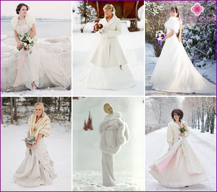 Felsőruházat a téli menyasszony számára