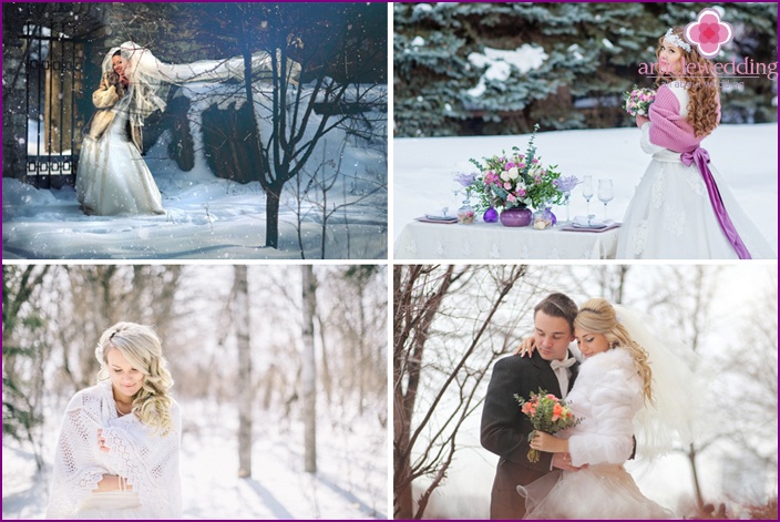 Afbeeldingen van een unieke bruid voor het koude seizoen