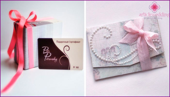 Gift vouchers for a bachelorette party bride