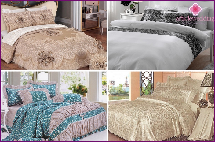 Wedding bedding with lace