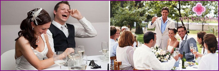 Guests read poetry to the bride at the wedding.