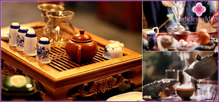 Chinese-style wedding tea bar