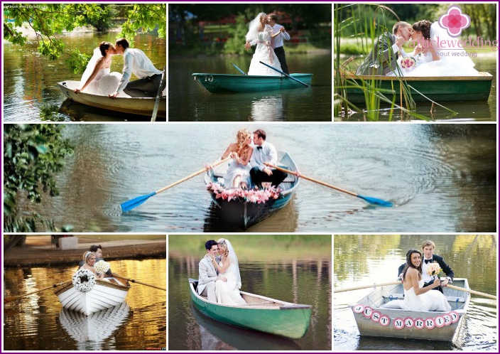 Séance photo de mariage en bateau