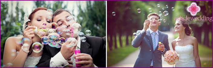 Soap bubble wedding photo shoot