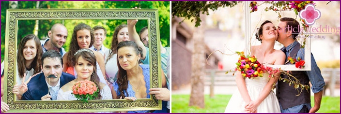 Frames as a props for wedding photography