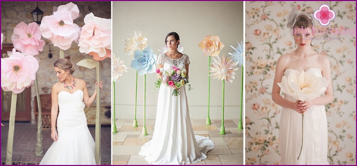 Paper flowers at wedding photo shoots