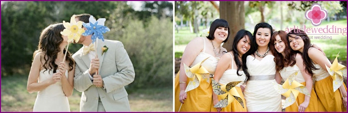 Photo of newlyweds with turntables