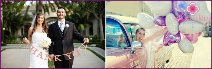 Examples of wedding photos with props