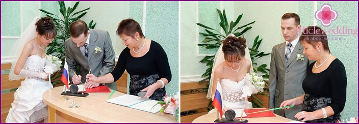 Newlyweds sign marriage