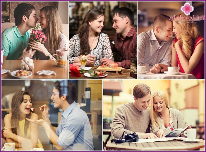 Shooting lovers in a cafe