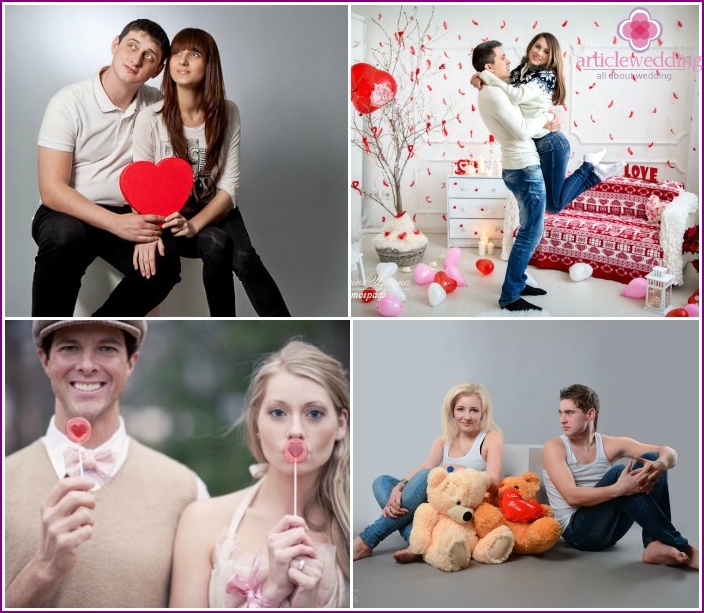 Taking a picture of a couple in love with accessories