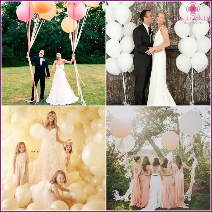 Ballons pour une séance photo de mariage