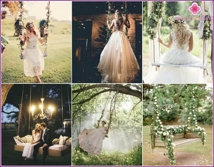 Decorative swing for the newlyweds photo shoot