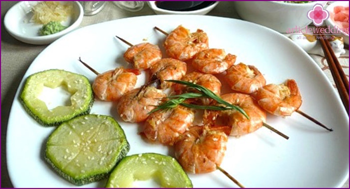 Crevettes frites pour une fête de mariage