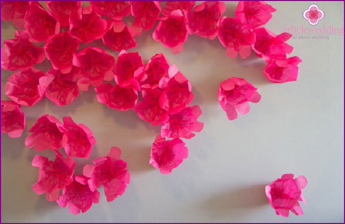 Wedding photo wall with flowers