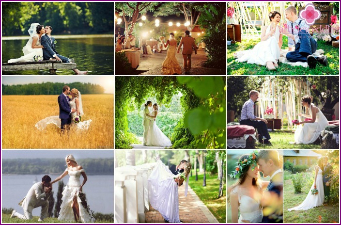 Sommerfotos von Braut und Bräutigam