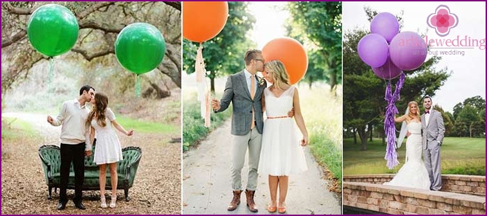 Bolas grandes para uma sessão de fotos de casamento