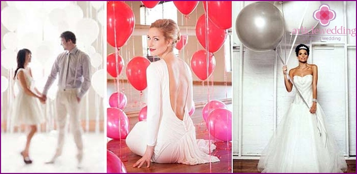 Séance photo de mariage avec des boules en studio