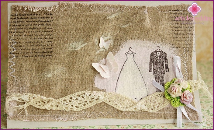 تهنئة أصلية - هدية رمزية لحفل زفاف من الكتان