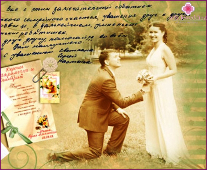 Handschriftliche Wünsche in einem Hochzeitsfotobuch