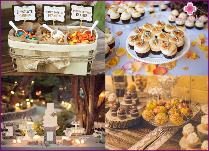 Rustic design style of a solemn dessert table