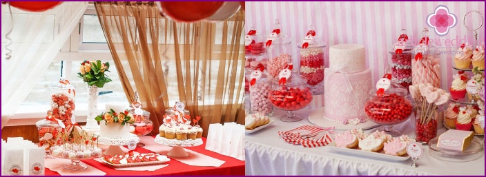 Exemples de friandises pour un décor de table de mariage