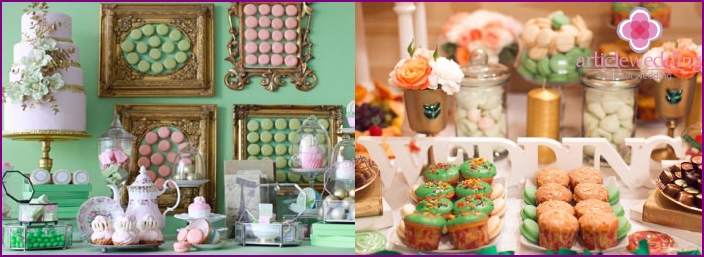 Examples of treats for a wedding table decor