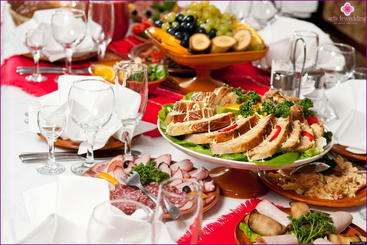 A variety of wedding dishes