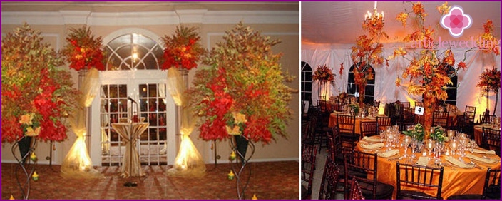 Décoration de la salle pour le mariage en septembre