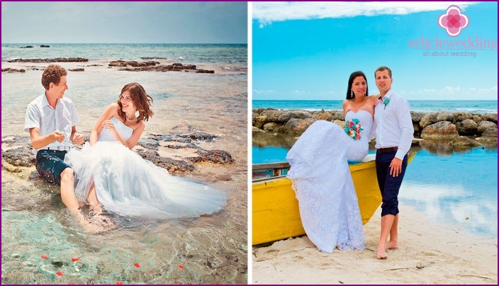 Nygifta på stranden
