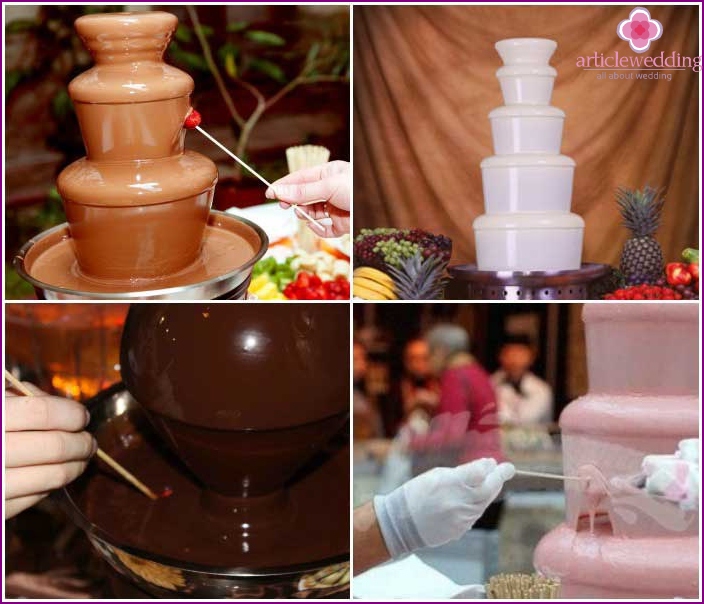 Chocolate of different grades for a fountain