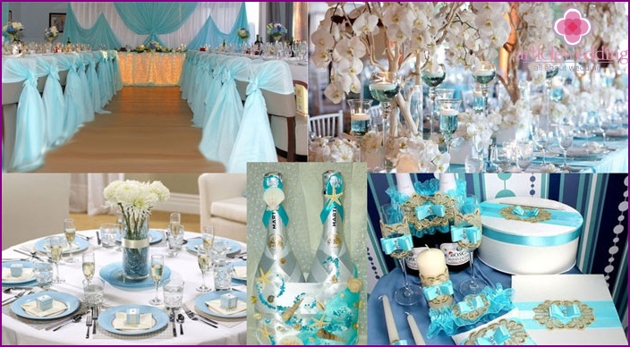 Decoration of the banquet hall for the turquoise anniversary