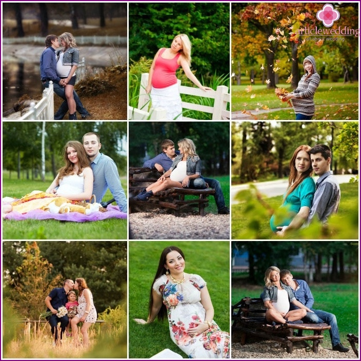 Parkera fotosession för gravid