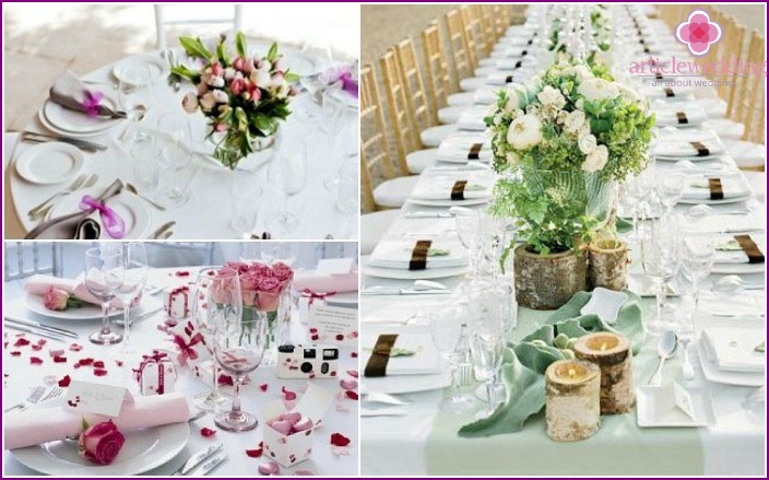 Banquet table setting at a wedding