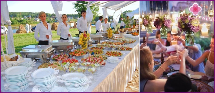 Professionelle Registrierung eines Buffets bei einer Hochzeit ohne Bankett