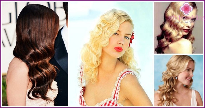 The image of the newlywed girlfriend: hairstyle Hollywood waves