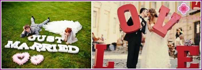 Foam letters for wedding photography