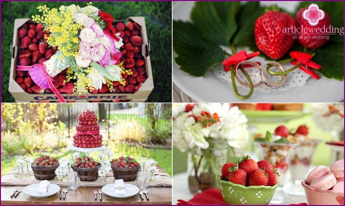 Banquet hall decor with strawberries