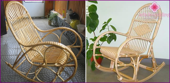 DIY wicker chair as a gift to his wife