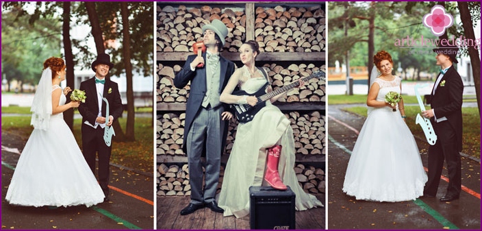 Musical images of the bride and groom